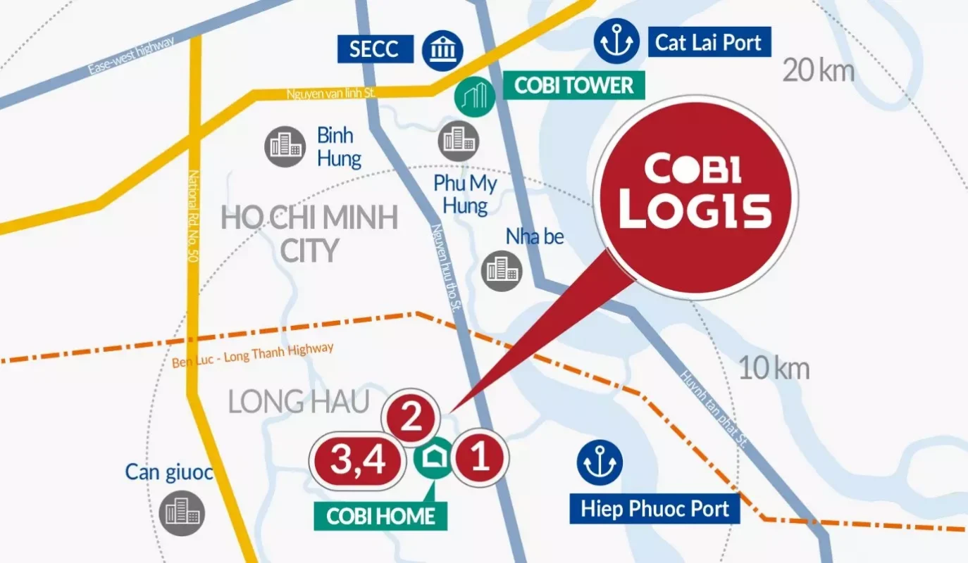 Vị trí Cobi Logis kết nối thuận tiện với các khu vực trọng điểm